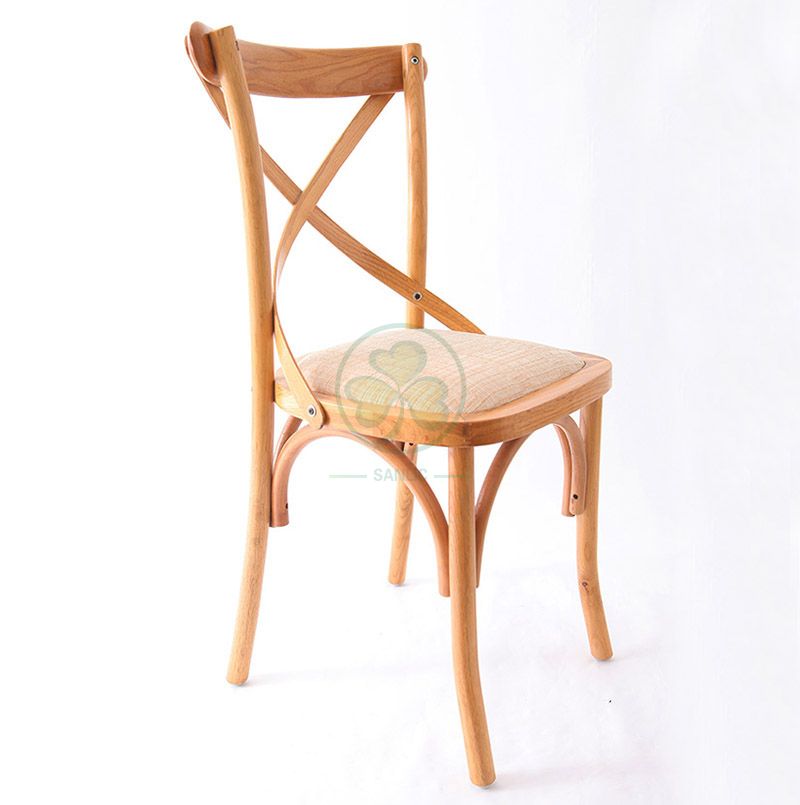 Outdoor Natural Color Wood Cross Back Dining Chair   SL-W1820RGXB