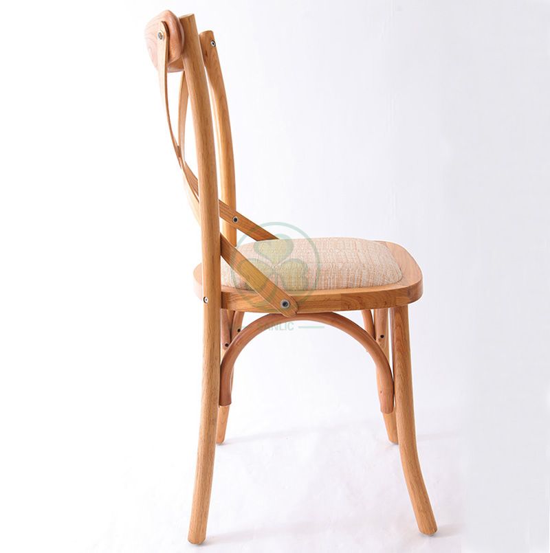 Outdoor Natural Color Wood Cross Back Dining Chair   SL-W1820RGXB